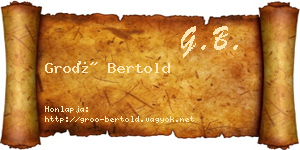 Groó Bertold névjegykártya